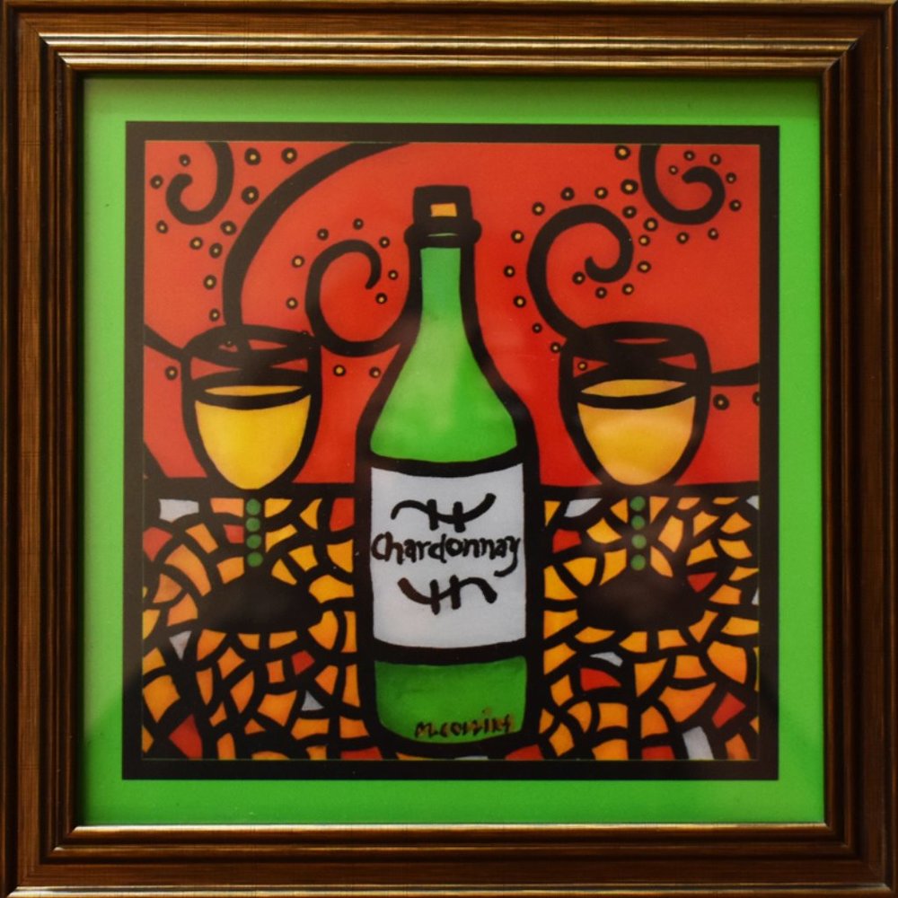 Artist Signed Framed Wine Chardonnay Wall Art